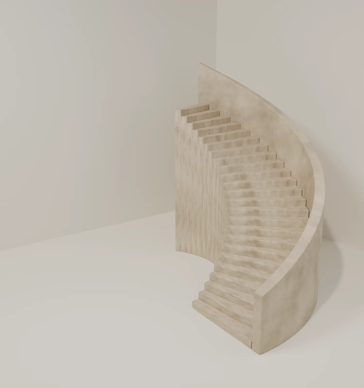 L’escalier sculptural en calcaire, création Blender originale symbolisant le chemin vers une nouvelle étape